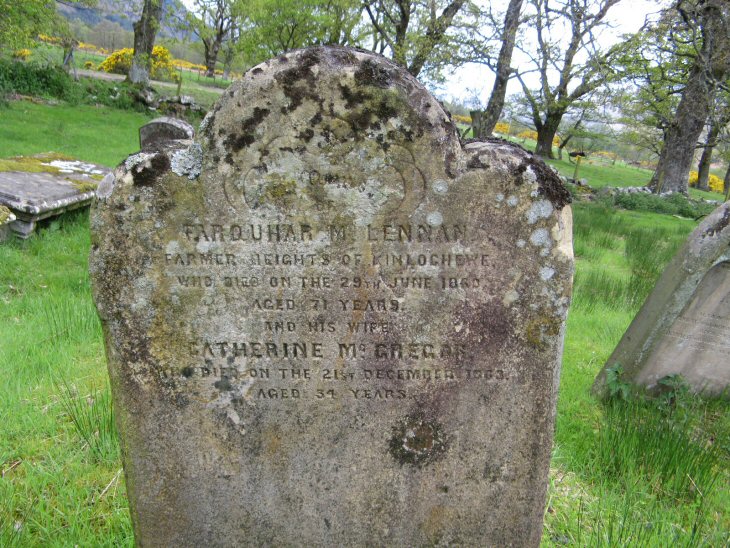 Photo of headstones/Farquhar McLennan died 1860 MI Kinlochewe Old
